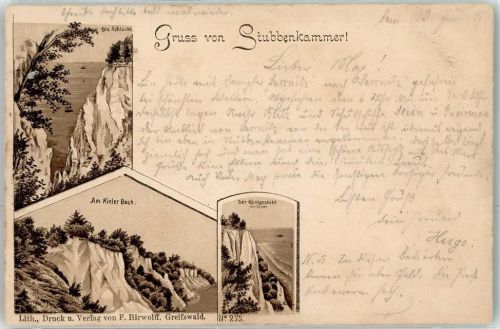 Stubbenkammer 1897 die Schlucht am Kieler Bach der Königsstuhl