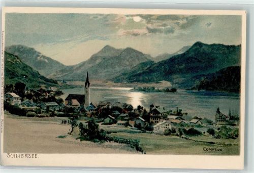 Schliersee Mondschein Zieher, Ottmar Künstlerkarte Nr. 1257 AK