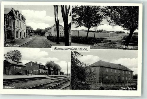 Hanerau-Hademarschen Sportplatz Bahnhof Neue Schule Bahnpoststempel Zug 1417