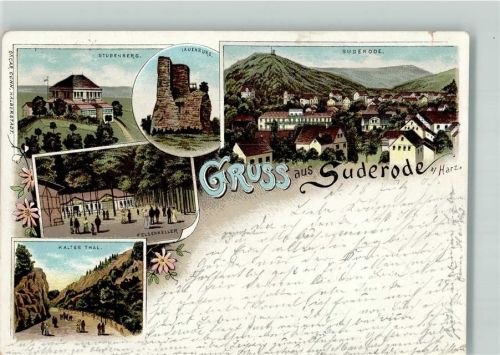 Bad Suderode 1897 Lauenburg Kaltes Tal Felsenkeller Stubenberg Lithographie
