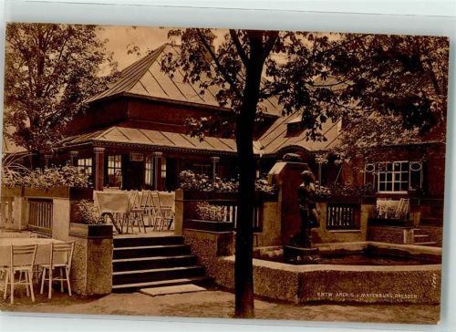 Dresden 1911 Internationale Hygiene Ausstellung Künstler- und Studentenkneipe Architekt G. v. Mayenburg Off. Postkarte Nr 90 Maschinenstempel