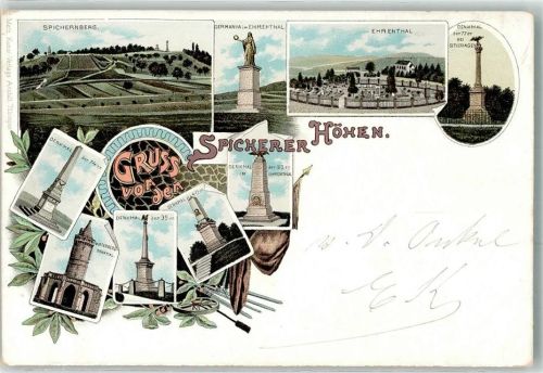 Spicheren Spichernberg Germania im Ehrenthal Denkmal der 77er bei Stieringen Denkmal der 74er Denkmal der 39er