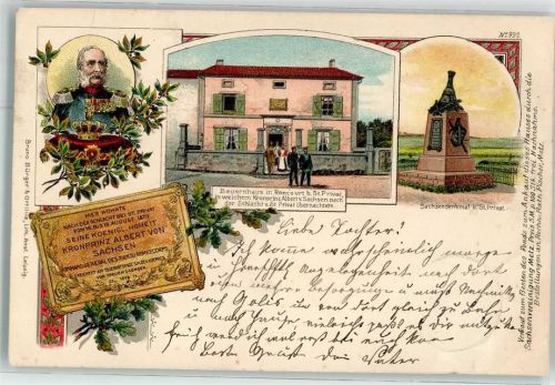 1899 Bauernhaus in Roncourt Wohnhaus wo der Kronprinz übernachtete Kriegerdenkmal Verlag Bruno Bürger u. Ottillie Nr. 999