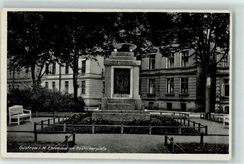 Güstrow WK II Rostockerplatz Ehrenmall 1914-1918 Ruhebank Stempel Ausbildungsabteilung Stempel Ausbildungs-Abteilung Luftgaukommando