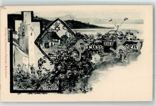 Horn 1898 Gasthaus Hirsch sign. Otto Leiber