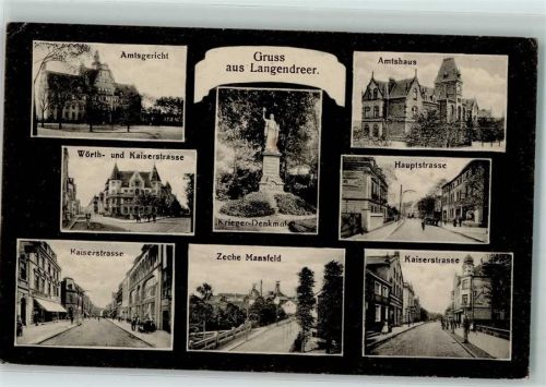 Langendreer 1916 Amtsgericht Wörth- und Kaiserstraße Zeche Mansfeld Kriegerdenkmal Amtshaus Hauptstraße