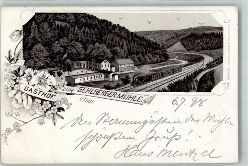 Gehlberg 1898 Gasthaus Zur Gehlberger Mühle Eisenbahn Hüttenstempel