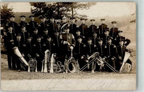 97762 W8783 Hammelburg 1903 Gebrauchsspuren Militärkapelle Portrait Ort lt. Fotograf