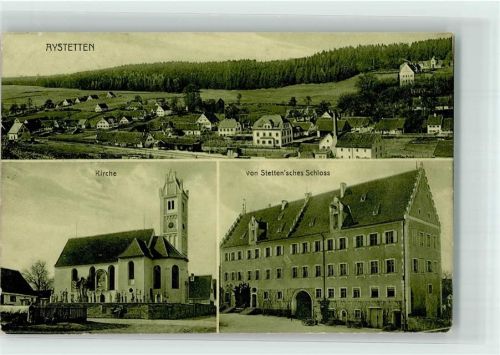 Aystetten 1912 Von Setten'sches Schloß Alte Pfarrkirche Foto AK