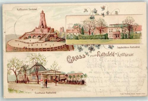 Rathsfeld 1899 Kyffhäuser-Denkmal Jagdschloß Rathsfeld Kutsche