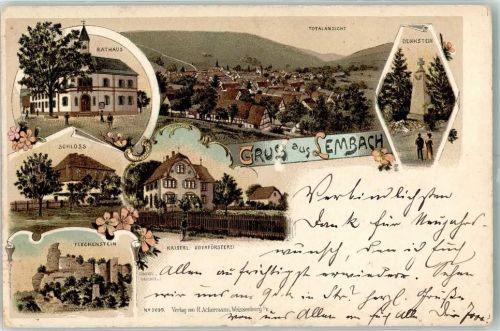 Lemberg 1898 Rathaus Schloss Fleckenstein Kaiserl. Oberförsterei Denkstein Lithographie