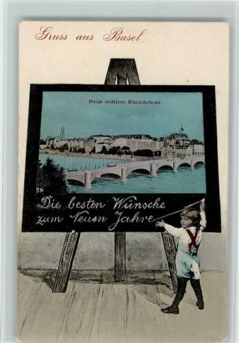 Basel 1906 Bild in der Schultafel AK