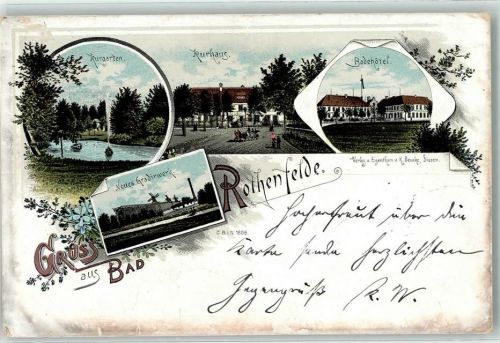 Bad Rothenfelde 1896 Kurhaus Kurgarten Neues Gradirwerk Badehotel Lithographie