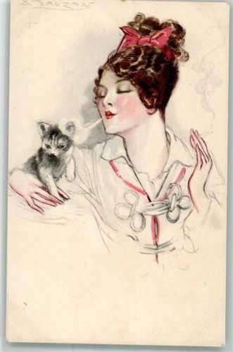 1918 Frau mit Katze Zigarette Serie 231-6