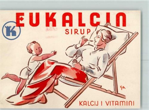 Zagreb 1938 Eukalcin Sirup Pharmazia Kastel und Maschinenstempel