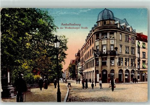 Aschaffenburg 1918 Weißenburger Straße Möbel-Haus Hamburger