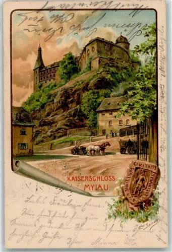 Mylau 1904 Kaiserschloss Wappen