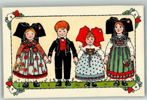 Kinder in Elsass Trachten
