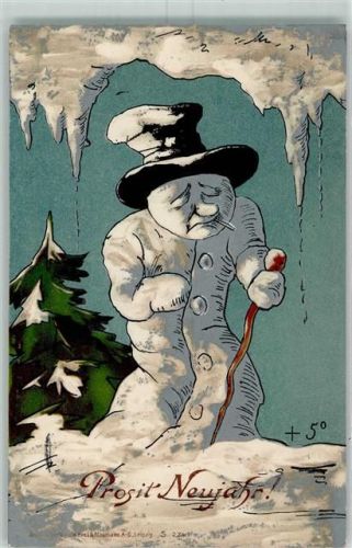 1902 Eiszapfen vermenschlicht Neujahr AK