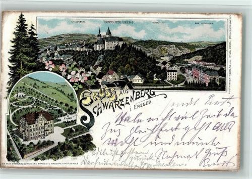 Schwarzenberg Gruss aus - Haushaltsschule, Schloss, AK