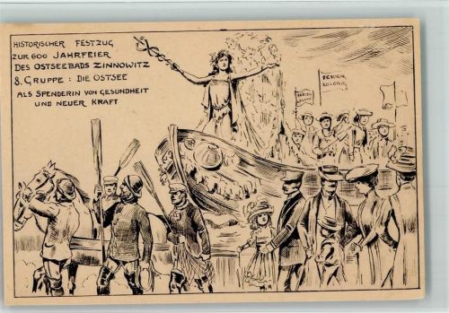 Zinnowitz Historismus Serie 8. Gruppe - 1909 - Festzug 600 Jahrfeier , sign Schmidt-Renard AK Sehr gute Erhaltung , Ereignis