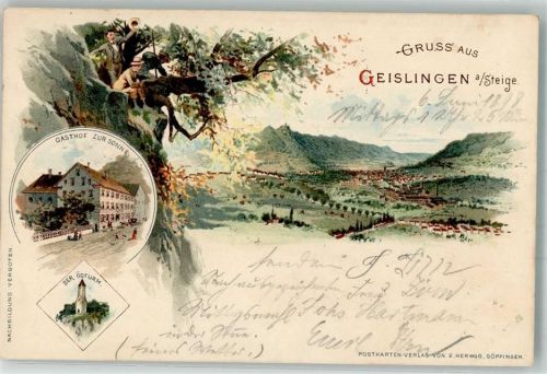 Geislingen 1898 der Ödturm Gasthaus zur Sonne