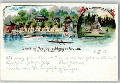 Grünau 1902 Wendenschloss Sportdenkmal