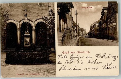 Oberkirch 1916 Hauptstraße Kirchenportal Denkmal Gasthaus zum Bären