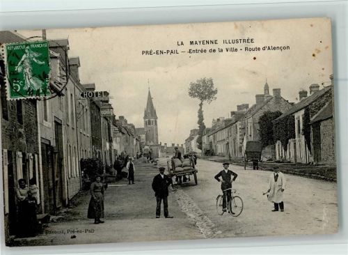 53140 Pre-en-Pail - Entre en Pail Route d Alencon Hotel Fuhrwerk Fahrrad