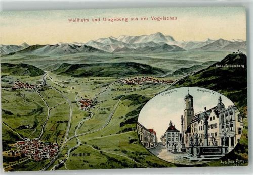 Weilheim sign. Felle, E. Vogelschau Hauptplatz