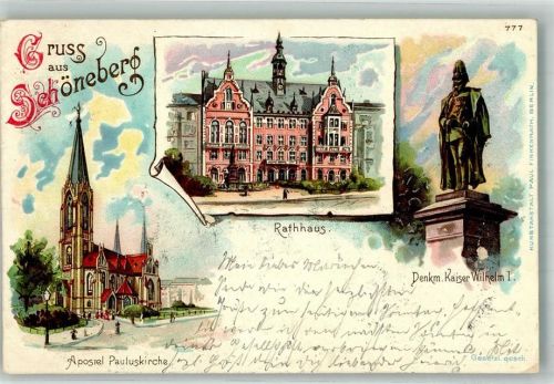 Schöneberg 1900 Rathaus Apostel Pauluskirche Kaiser Wilhelm I.-Denkmal