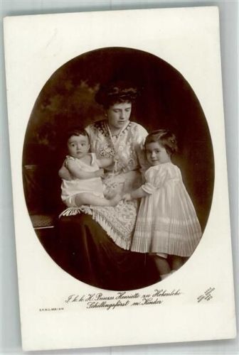 1913 Hochadel Prinzessin Henriette zu Hohenlohe Schillingsfürst mit Kindern Hofphotograph Förster B.K.W.I.