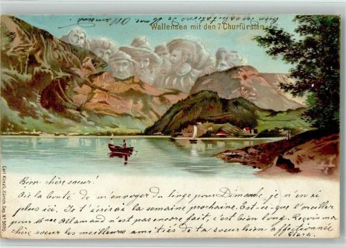 1898 Verlag Künzli 5020 - Wallensee mit 7 Churfürsten AK