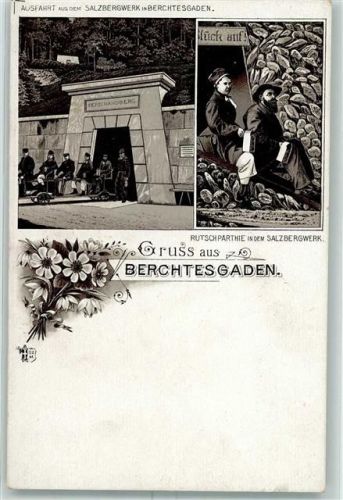 Berchtesgaden 1899 Gruss aus Rutschpartie AK
