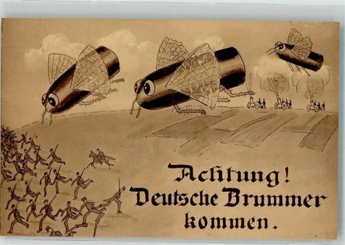 Achtung! Deutsche Brummer kommen Granaten in Form von Insekten Tiere vermenschlicht Artillerie