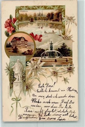 Graz 6. deutsches Sängerbundesfest Hilmteich Stadtpark-Brunnen Ort handschriftlich