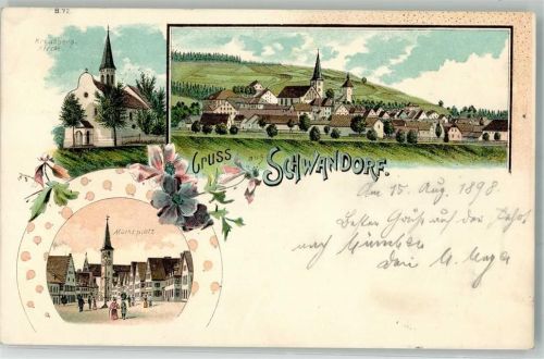 Schwandorf 1898 Kreuzberg-Kirche Marktplatz