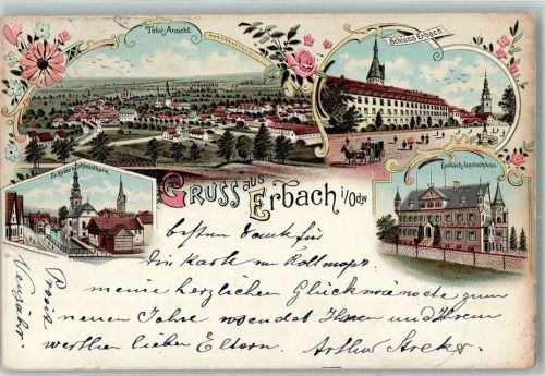 Erbach 1898 Ev. Kirche Schlossturm Eulbach Jagdschloss Schloss