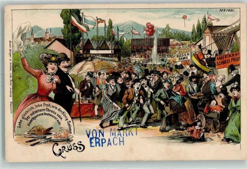 Erbach 1899 Verlag Bruno Bürger u. Ottillie Nr. 1031 Drehorgel Lithographie