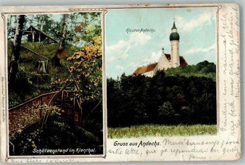 82346 W8138 Andechs 1904 Gebrauchsspuren Schützenstand im Kienthal Kloster