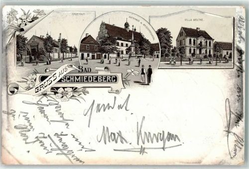 Schmiedeberg 1898 Badehaus Rathaus Kriegerdenkmal Viilla Moltke