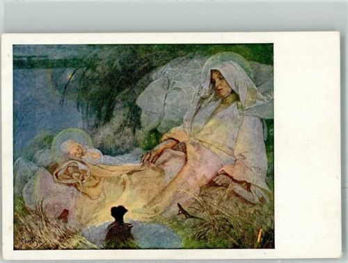 Narozeni Pane Frau und Kind mit einem Heiligenschein