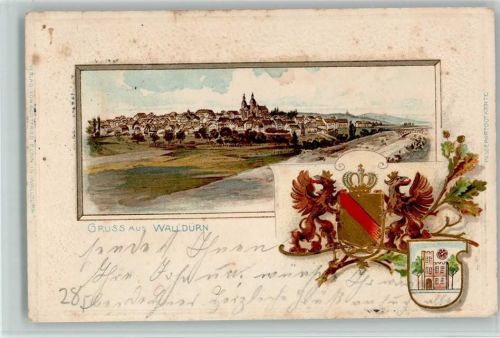 Walldürn 1905 Lithographie / Prägedruck
