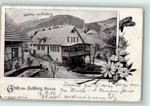 Durbach 1900 Gasthaus zum Hohberg, Eckknick -