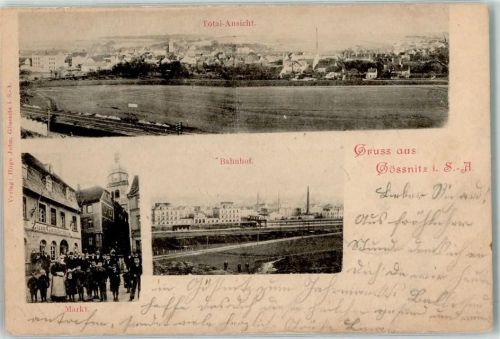 Gößnitz 1899 Bahnhof Markt Gasthaus Zum Gambrinus