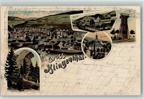 Klingenthal 1901 Gesamtansicht Schneckenstein Kirche Zwota Albertsturm