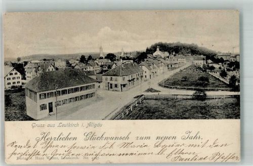 Leutkirch 1904 Leutkircher Ortsstraße Neujahreskarte