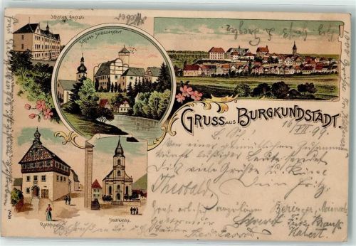 Burgkunstadt 1899 Idioten Anstalt Schloss Strössendorf Rathaus Stadtkirche Blumen