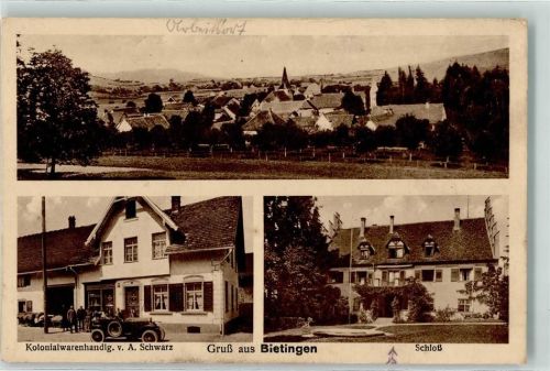Bietingen Kolonialwarenhandlung A. Schwarz Schloss Auto Gruss