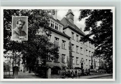 Zähringen Emil Gött Schule ca 1954 , Kinder vor der Schule AK